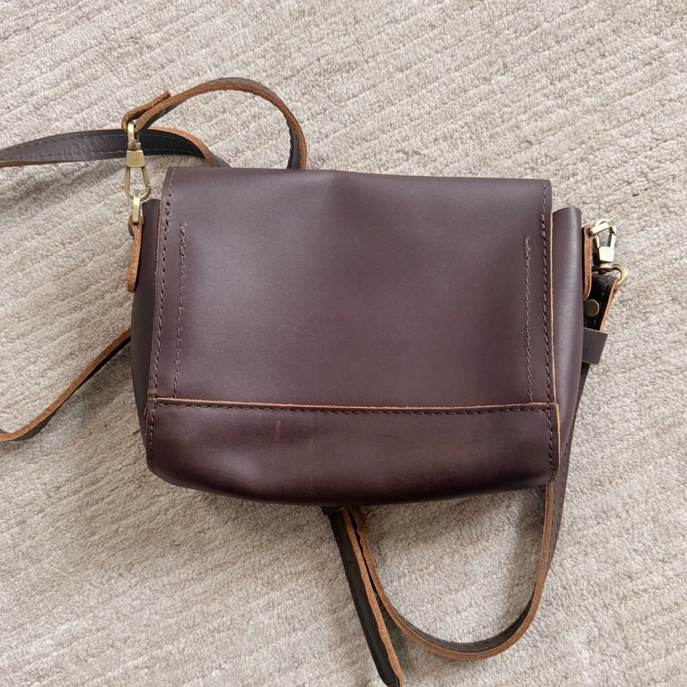 Portland Leather Metro Crossbody Bag- Mini Color: Grizzly - Picture 11 of 15